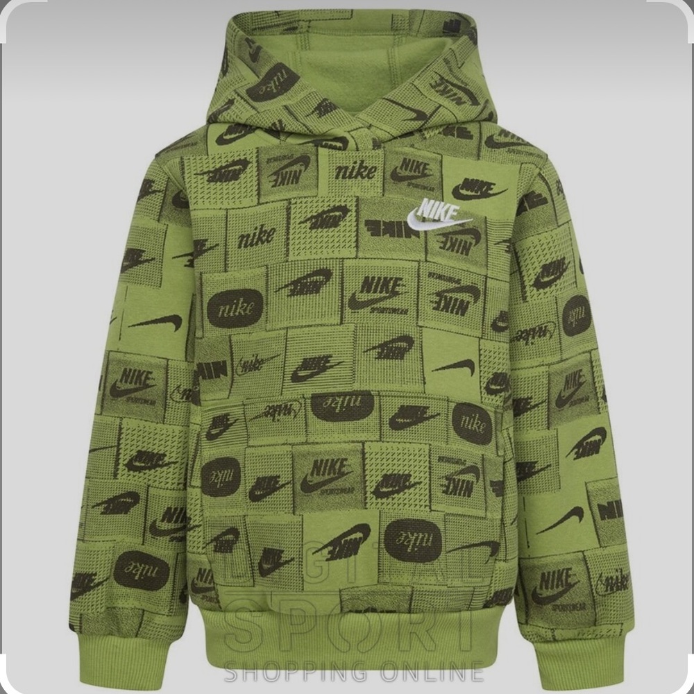 Nike NSW Club Lime Green All-Over Logo Hoodie